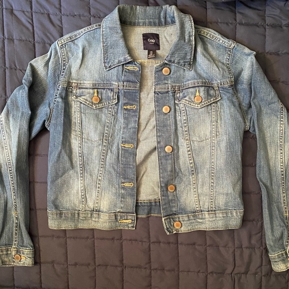 Gap Medium Wash Cropped Denim Jean Jacket Size Medium - Picture 1 of 4